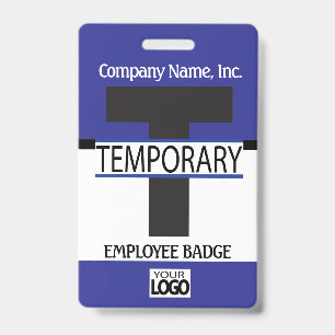 Temporary Employee Badge with your Logo - Blue ID Badge