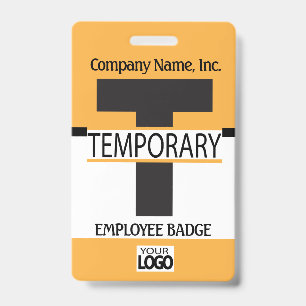Temporary Employee Badge with your Logo - Gold ID Badge