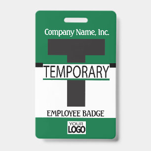 Temporary Employee Badge with your Logo - Green ID Badge