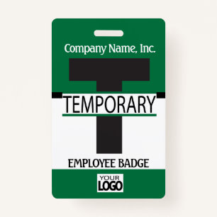 Temporary Employee Badge with your Logo - Green ID Badge