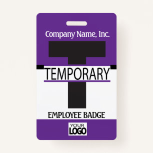 Temporary Employee Badge with your Logo - Purple ID Badge