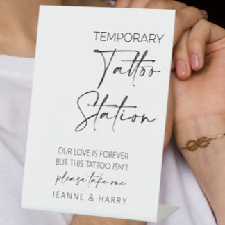 Temporary Tattoo Station Wedding Favor Pedestal Sign