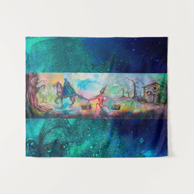 TEMPTATION Dark Knight and Devil's Treasure ,Blue Tapestry (Front (Horizontal))