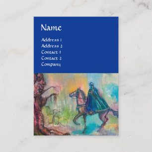 TEMPTATION DARK KNIGHT MONOGRAM Bright Blue Brown Business Card