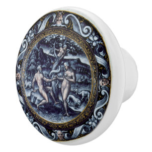 Temptation Of Adam Garden of Eden Vintage Art Ceramic Knob