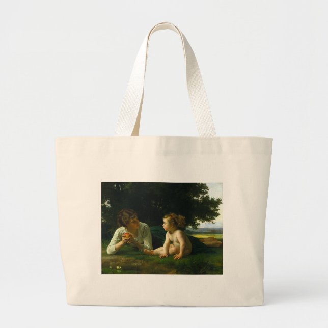 Temptation, William-Adolphe Bouguereau Large Tote Bag (Front)