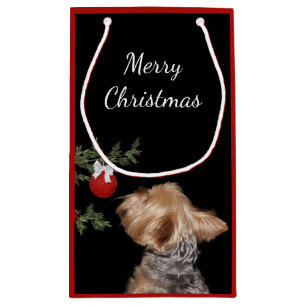 Tempted Yorkie Christmas Small Gift Bag