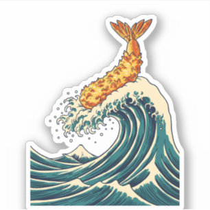 Tempura Shrimp Great Wave Japanese Art Parody