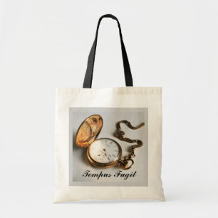 Tempus Fugit Antique Pocket Watch Tote Bag