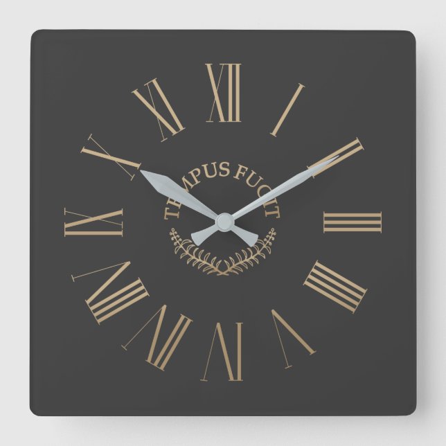 Tempus Fugit Black Acrylic Wall Clock (Front)