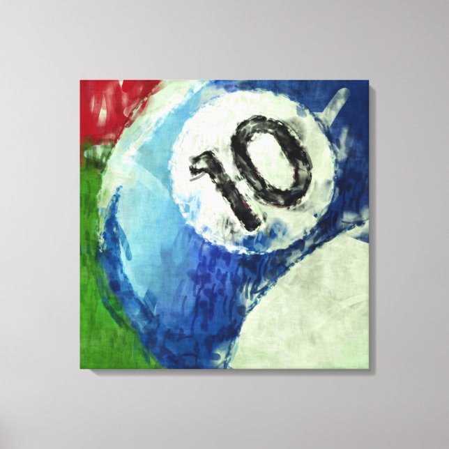 Ten Ball Billiards Abstract Canvas Print (Front)