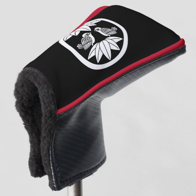 Ten bamboo leaves & facing sparrows golf head cover (3/4 Front)
