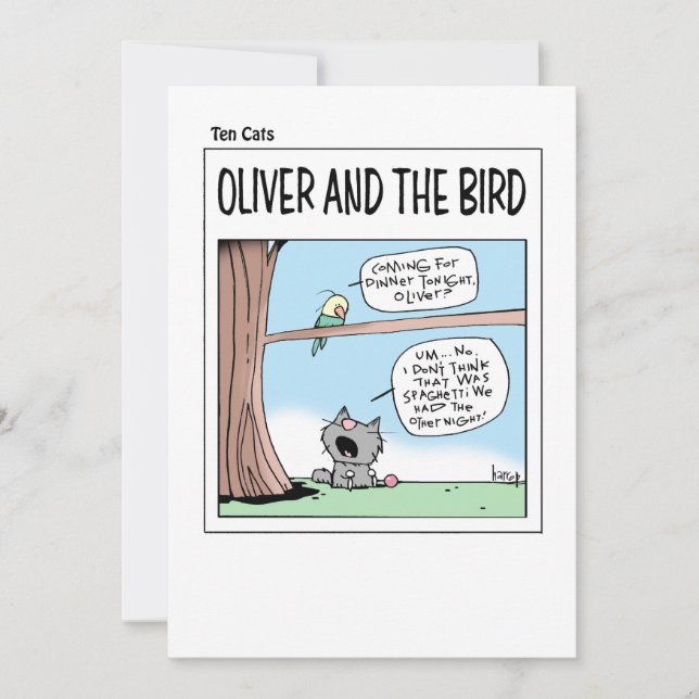 TEN CATS Cards - Oliver and the Bird (Front)