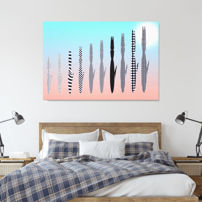 Ten Cat's Geometric Pattern  Canvas Print (Insitu(Bedroom))