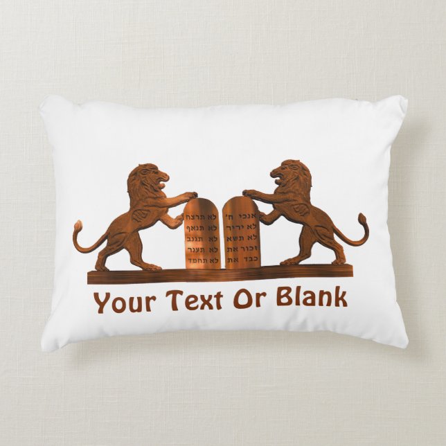 Ten Commandments and Lions Decorative Cushion (Front)