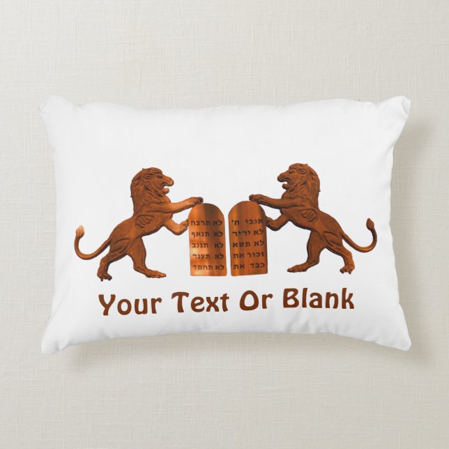 Ten Commandments and Lions Decorative Cushion (Front)