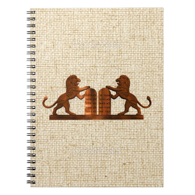 Ten Commandments and Lions Spiral Notebook (Front)