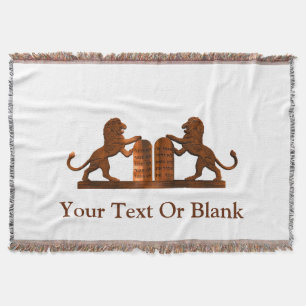 Ten Commandments and Lions Throw Blanket