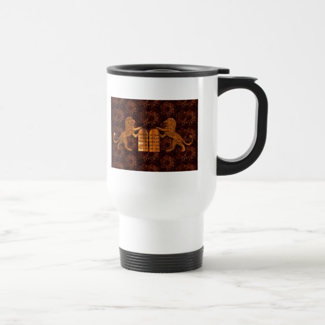Ten Commandments and Lions Travel Mug (Right)