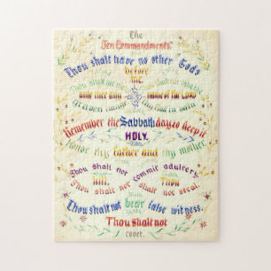 Ten Commandments Calligraphy 1889 Jigsaw Puzzle