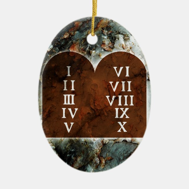 Ten Commandments Ceramic Tree Decoration (Front)