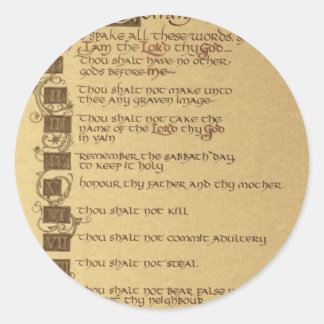 ten commandments classic round sticker