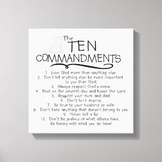 Ten Commandments for Kids Childrens Church Canvas Print