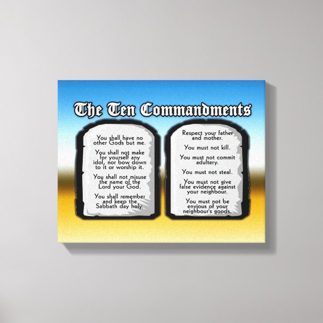 Ten Commandments of the Holy Bible, God's Law Canvas Print (Front)