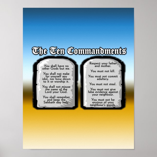 Ten Commandments of the Holy Bible, God's Law Poster (Front)