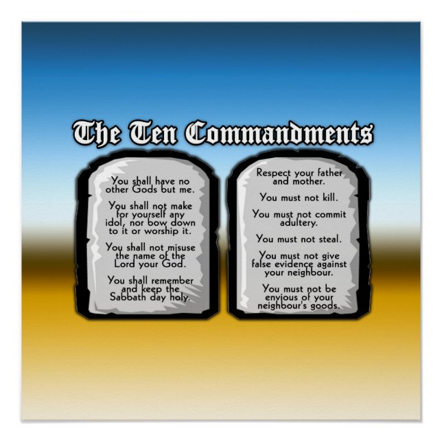 Ten Commandments of the Holy Bible, God's Law Poster (Front)