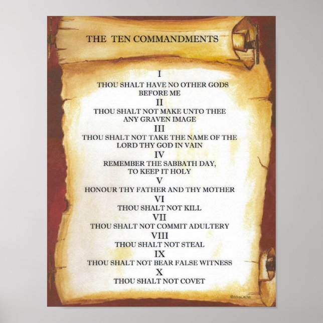 Ten Commandments on Parchment Scroll Poster (Front)