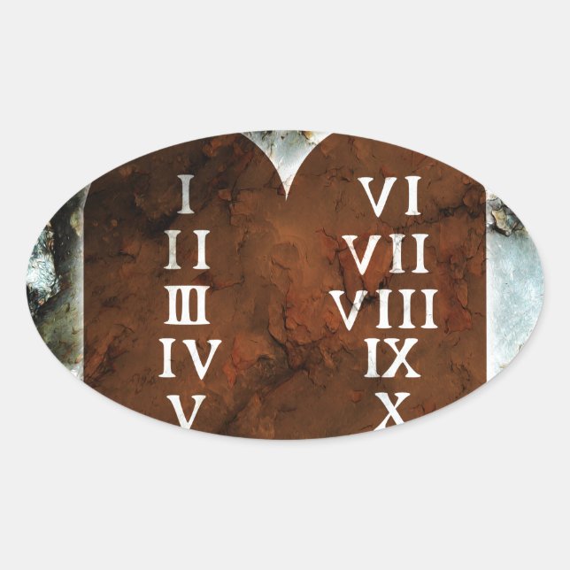 Ten Commandments Oval Sticker (Front)