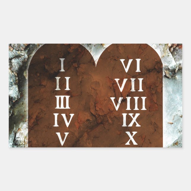 Ten Commandments Rectangular Sticker (Front)