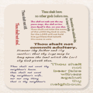 Ten Commandments Square Paper Coaster