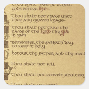 ten commandments square sticker