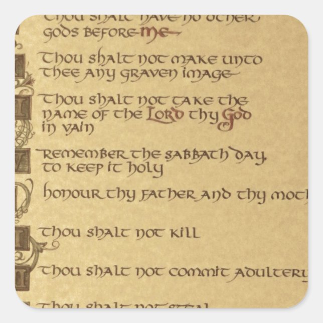 ten commandments square sticker (Front)