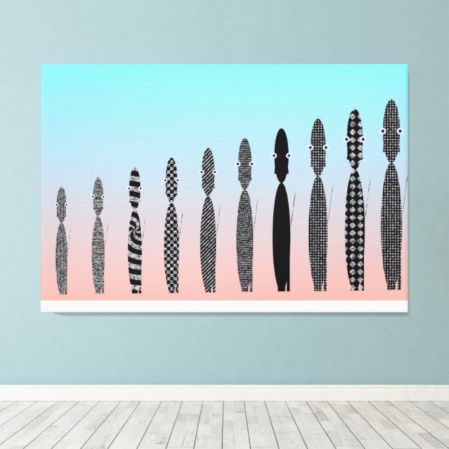 Ten Crochet Cats Geometric Pattern  Canvas Print (Insitu(Wood Floor))