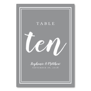 Ten Grey Weddings Simple Modern Guest Dinner Table Number