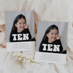 Ten - Groovy Photo Birthday Invitation 