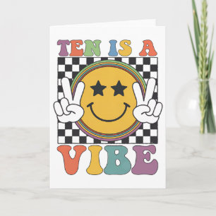 Ten Is A 10th Birthday Groovy Happy 10 Years Old B Card
