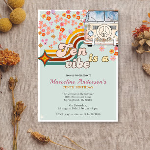 Ten is a Vibe Daisy Van Floral 10th Birthday Invitation