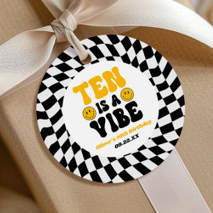 Ten Is A Vibe Retro Tenth 10th Birthday Party Favour Tags
