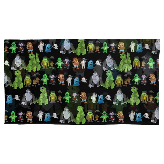 Ten Little Monsters Pillow Case(Black) Pillowcase (Front)