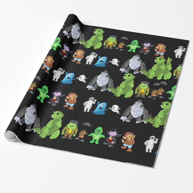 Ten Little Monsters Wrapping Paper(Black) Paper (Unrolled)