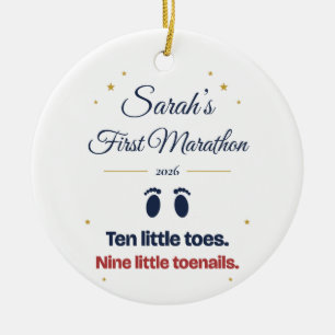 Ten Little Toes Nine Toenails Funny First Marathon Ceramic Tree Decoration