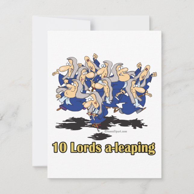 ten lords a-leaping 10th tenth day of christmas holiday card (Front)