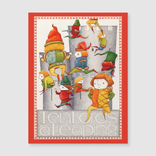 TEN LORDS A LEAPING 4.25x5.6 Magnetic Card - Red (Front)