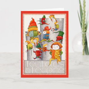 TEN LORDS A LEAPING 5x7 Christmas Card / Red