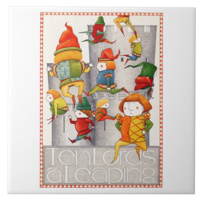 TEN LORDS A LEAPING 6" Square Ceramic Tile (Front)