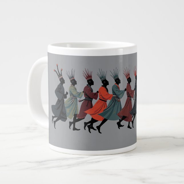 Ten Lords A Leaping Cut-Out Strencil-Style 1 Large Coffee Mug (Front Left)